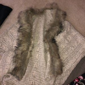 Fur cardigan sweater